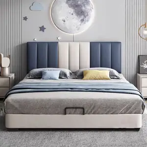 Nova Factory Customized Kids Bedroom Furniture Children's PU Leather Soft Bed Wooden Kids Bed Frame For Boys And Girls