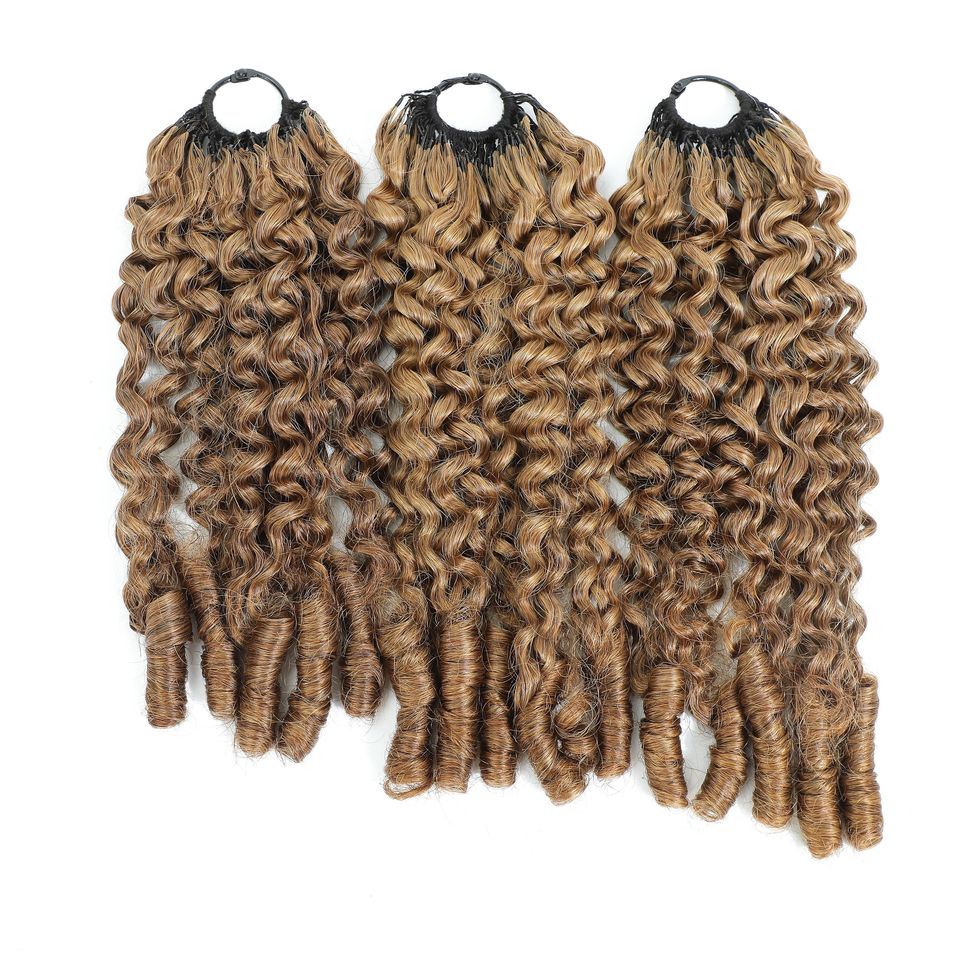 Cambodian Curly Feather Crochet Virgin Human Hair Extensions Pre Looped ...