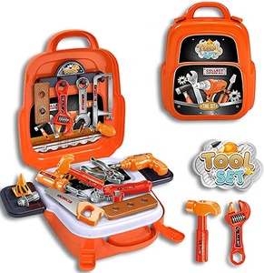 22Pcs/set Plastic Toolbox Engineer Simulation Repair Drill Tools Bags Toys Pretend Play Early Educational Play House Kit for Boy