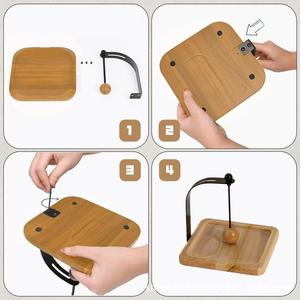 Wooden Napkin Dispenser <b>Square</b> Light Brown Iron Wood <b>Combination</b> For Hotel Coffee Shop Desktop Use - Product Image 2