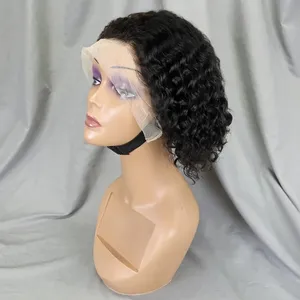 350 gingembre Orange vague d'eau perruques de cheveux humains 13x4 dentelle frontale vague profonde dentelle perruques 200% densité courte bouclée <span class=keywords><strong>Bob</strong></span> perruque pour les femmes - Product Image 1