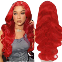 Perruque frontale en dentelle HD 13x4 pré-épilée, cheveux humains ondulés brun roux, gingembre 350, vente en gros à prix abordable