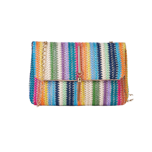 Sac à bandoulière pour femme, mode été 2025, imprimé arc-en-ciel, style japonais, fermeture à rabat, sac à bandoulière à rayures - Product Image 1