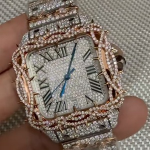 Luxury Rectangle Moissanite <b>Watch</b> Stainless Steel Band Date Display Analog Quartz Movement Men Fashion Pass Diamond Tester - Product Image 1