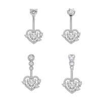 Neues Design Sexy Bauchnabelringe 316L Chirurgischer Edelstahl Herz Bauchnabelpiercings Rosa Süße Nabelringe Körperschmuck