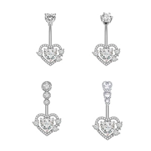 Nouveau design, anneaux de nombril sexy en acier chirurgical 316L, anneaux de nombril en forme de cœur rose, anneaux de nombril doux, bijoux de <span class=keywords><strong>piercing</strong></span> corporel - Product Image 5