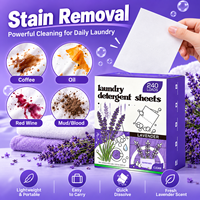 Feuilles de lessive en gros à la lavande OEM & ODM, 240 lavages, bandes enzymatiques dissolvables détachantes pour la lessive domestique