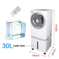 Ventilateur Circulaire avec Grille de Sortie d'Air, 4 Vitesses Réglables et Minuteur 24H, Refroidisseur d'Air Évaporatif Portable avec Réservoir d'Eau Amovible de 30L