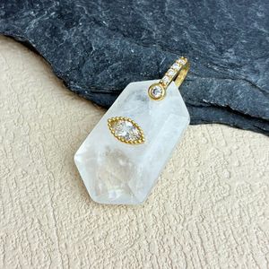 Collier pendentif en or 18 carats avec pierres naturelles : quartz rose, obsidienne, améthyste, œil de tigre, aventurine verte – Bijoux de fête en gros - Product Image 6