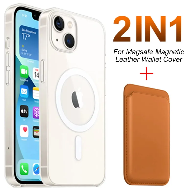 Case For Iphone Magsafe Magnetic Wireless Charging Case For iPhone 13Pro 12MAX 11mini Magnetic Card Holder Mobile wallet