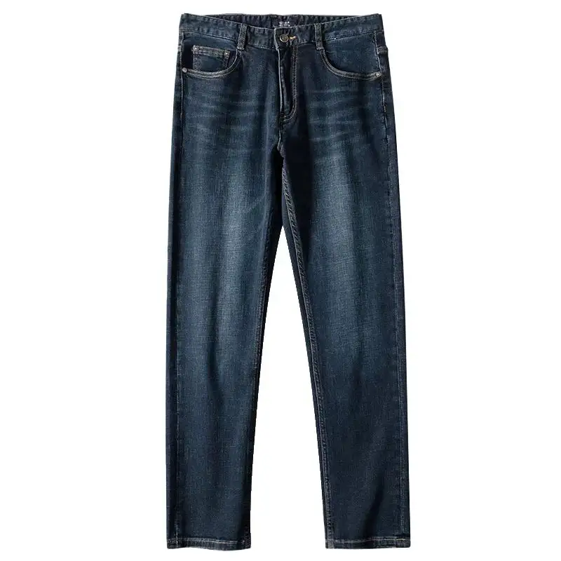 Summer Jeans Men's Vintage Wash Loose Straight Leg Pants Fat Guy Casual Pants Fashion Brand Elastic Waist Harlan Jeans