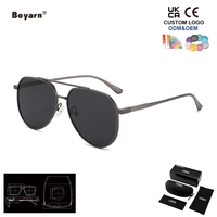 Lunettes de soleil Boyarn classiques en métal à double pont, nouveau logo personnalisable, lunettes de soleil pour femmes, lunettes classiques pour hommes