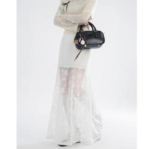 <span class=keywords><strong>2025</strong></span> été dentelle jupe transparente femmes blanc fleuri taille haute Patchwork jupe dame Sexy fête élégant a-ligne longue jupe - Product Image 1