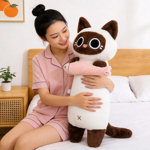 Almohada de peluche de <span class=keywords><strong>gato</strong></span> de cuerpo largo al por mayor, cojín suave antiestrés de <span class=keywords><strong>gato</strong></span> con forma de pez, cojín de abrazo suave para decoración de dormitorio - Product Image 5