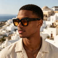 Lunettes de soleil polarisées carrées rétro en acétate Mellume OEM ODM avec logo personnalisé, unisexe, vente en gros, lunettes de soleil carrées épaisses UV400 pour femmes