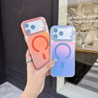 Coque antichoc magnétique à anneau avec support et protection d'objectif à changement de couleur pour iPhone 18 17 16 Pro Max