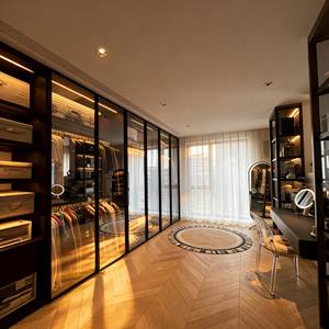 BALOM Top-Quality Modern Custom Walk-In Closet Design Black Frame Glass Doors Integrated Lighting Dressing Room <b>Wardrobe</b> - Product Image 3