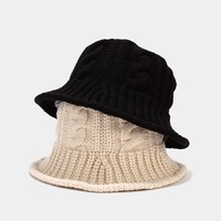 Chapeau de pêcheur en tricot marron crème pour femme, chapeau bob d'hiver en tricot tressé, doux et chaud, style streetwear coréen Harajuku, vente en gros