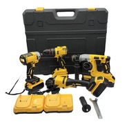 MKT 21V Ensemble d'outils électriques sans fil sur batterie, kit combiné : Perceuse 13mm, Meuleuse d'angle 125mm, Clé, Marteau perforateur, Matériel pour une utilisation efficace