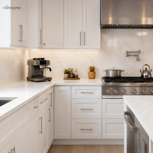 Gabinetes de Cocina de Madera Contrachapada Blanca Pura, Pintados con MDF, con Isla Central de Encimera de Jade Blanco de Lujo y Cierre Suave - Product Image 3