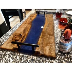 Panneau époxy bleu scintillant en résine River - Product Image 5