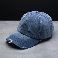 Gorra de Béisbol de Mezclilla de 6 Paneles con Logotipo Bordado Personalizado de Alta Calidad, Gorra de Papá Ajustable Sin Estructura para Hombre