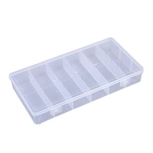 Caja de almacenamiento de plástico transparente rectangular con 6 compartimentos para piezas de joyería, contenedor de almacenamiento de escritorio para organizar el hardware, 21x11x3,3 cm - Product Image 2
