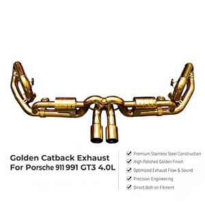 Escape trasero Vortex Performance de acero inoxidable chapado en oro para Porsche 911 991 GT3 4.0L Racing Tuning - Product Image 1