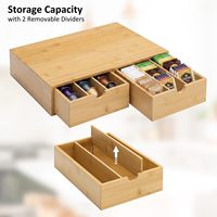 Support de rangement robuste en bambou pour capsules de café, 36 capsules, 4 séparateurs amovibles et réglables, support de rangement pour capsules de café en bambou