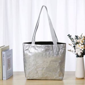 Bolsa de Hombro de Papel DuPont Lavable de Gran Capacidad, Bolsa de Compras Reutilizable de Tyvek con Logotipo Personalizado - Product Image 3