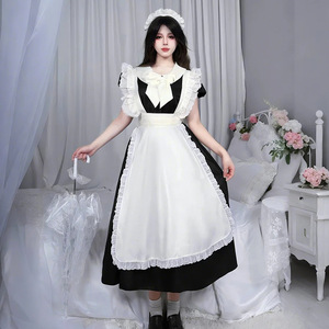 Robe de demoiselle d'honneur Lolita Yi Xiaoyi pour femmes, noire et blanche, longue, sans manches, costume de cosplay d'anime, tenue de travestissement pour adultes - Product Image 1