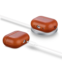 Étui en cuir orange pour écouteurs Airpods Pro 2, housse de protection pour écouteurs, accessoire de voyage