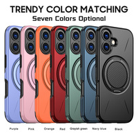 Coque magnétique 2-en-1 avec béquille rotative à 360° pour iPhone 17 Air 16 17 18 Pro Max, compatible avec le support et la recharge sans fil