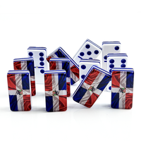 Jeu de dominos en acrylique personnalisé avec drapeau de la République dominicaine, double 9, 55 pièces, multicouche, 55x28x14mm, jeu de société familial en vrac