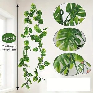 Planta <span class=keywords><strong>Artificial</strong></span> de Hoja de Monstera, Planta Verde para Colgar en la Pared, Decoración Interior para Sala de Estar, Planta Colgante de Hiedra, Hoja de Sauce - Product Image 2