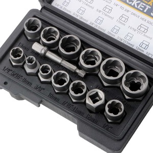 14 Piece Nut Bolt Extractor <b>Socket</b> Set 1/4 To 3/8 Drive Hex Adapter For Home Repair - Product Image 5