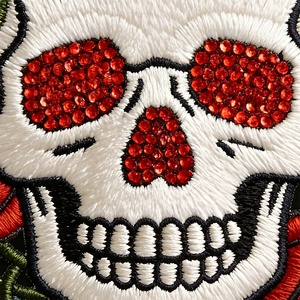 <span class=keywords><strong>Giacca</strong></span> Varsity da Uomo con Ricamo Teschio e Rosa in Ciniglia, <span class=keywords><strong>Giacca</strong></span> Bomber Streetwear Pesante in Misto Lana con Maniche in Pelle - Product Image 4