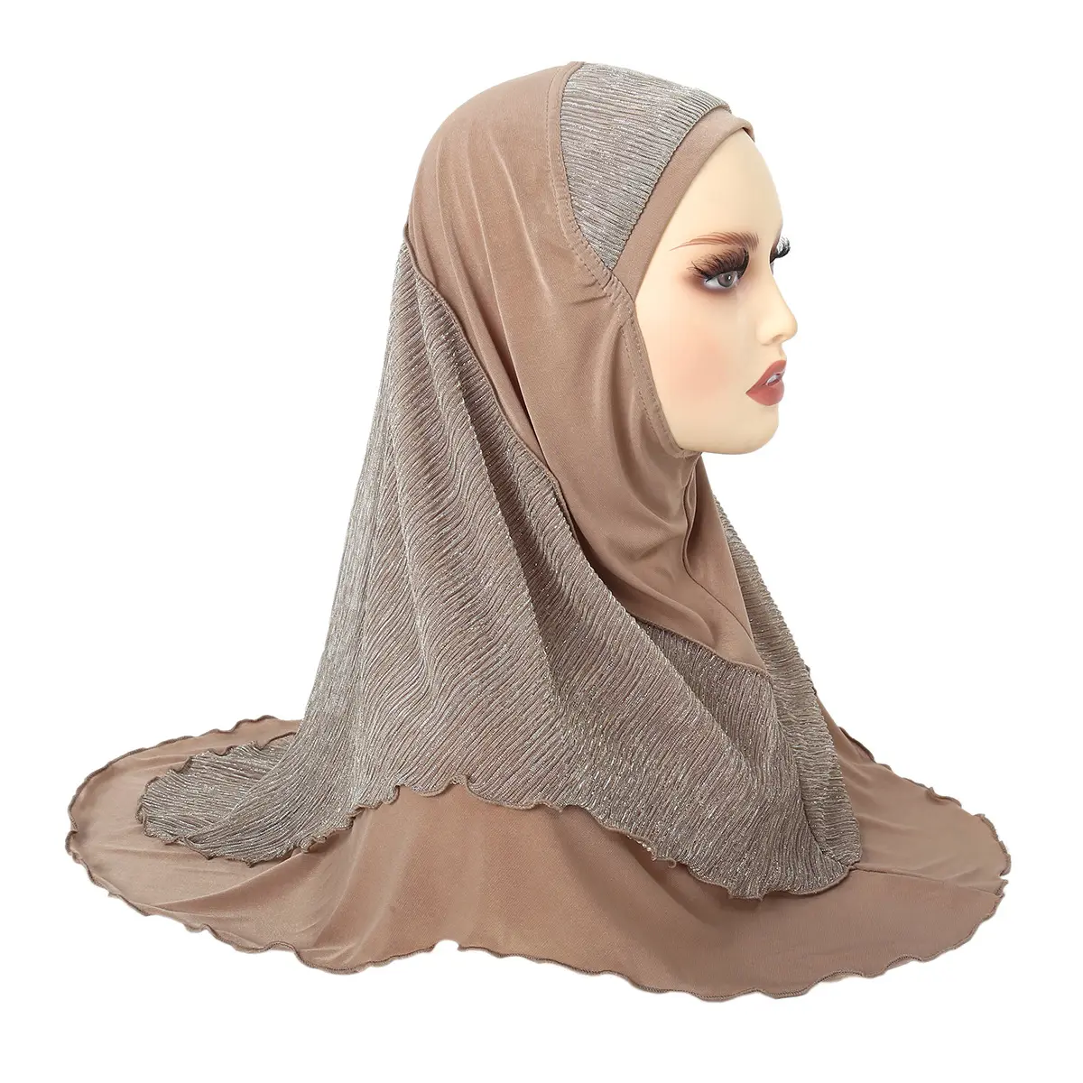 Elastische islamische Kopftuch ethnische feste Farbe Nähte muslimischer Polyester Hanf-Turban atmungsaktiv Rohr Innen-Hijab-Kappe