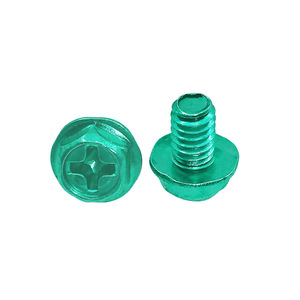 Grounding Screw M8-32x14 Green <b>Copper</b> Hex Head With <b>Washer</b> For Lightning Protection - Product Image 1