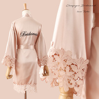 Robe de mariée et de demoiselle d'honneur en dentelle haut de gamme, peignoir brodé uni, kimono, robe de nuit décontractée pour femme