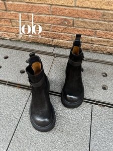 Botas Chelsea elásticas para mujer, cuero <span class=keywords><strong>de</strong></span> suela gruesa <span class=keywords><strong>de</strong></span> moda con suela gruesa, <span class=keywords><strong>zapatos</strong></span> <span class=keywords><strong>de</strong></span> mujer <span class=keywords><strong>de</strong></span> un pie - Product Image 5