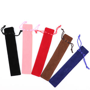 Étui à crayons en velours rose mignon avec cordon de serrage, stylo à plume, bijoux, pochette à sourcils, sac avec Logo - Product Image 1