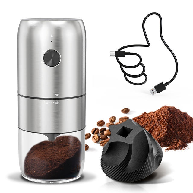 Portable Adjustable Conical Core USB Rechargeable Automatic Coffee Bean Grinder for Camping