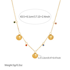 Shell Necklace Gold Plated Stainless Steel Ocean Theme Clavicle Chain Daily Wear Gift Jewelry - Product Image 4