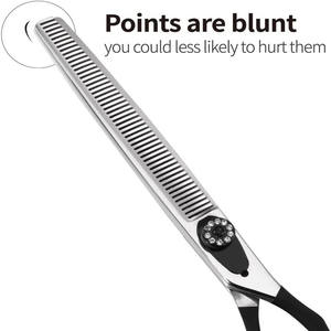 Juego de Tijeras de Peluquería Canina 440C de Acero Inoxidable con Mango Negro, Tijeras de Entresacar, Curvas, Rectas y de Espina de Pescado para Cortar el Pelo de Perros - Product Image 4