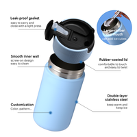Everich Tasse à thé en acier inoxydable 304 à double paroi isolée, tasse à café/lait graduée avec bouteille sous vide pour les voyages, cadeau