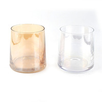 Leere Glas Aroma therapie Soja Kerzen gläser mit Holzdeckeln und Geschenk boxen im Großhandel Champagner-farbigen Luxus verziert