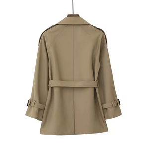 <span class=keywords><strong>Trench</strong></span>-coat <span class=keywords><strong>court</strong></span> <span class=keywords><strong>kaki</strong></span> de haute qualité pour <span class=keywords><strong>femme</strong></span> avec ceinture et veste élégante - Product Image 3
