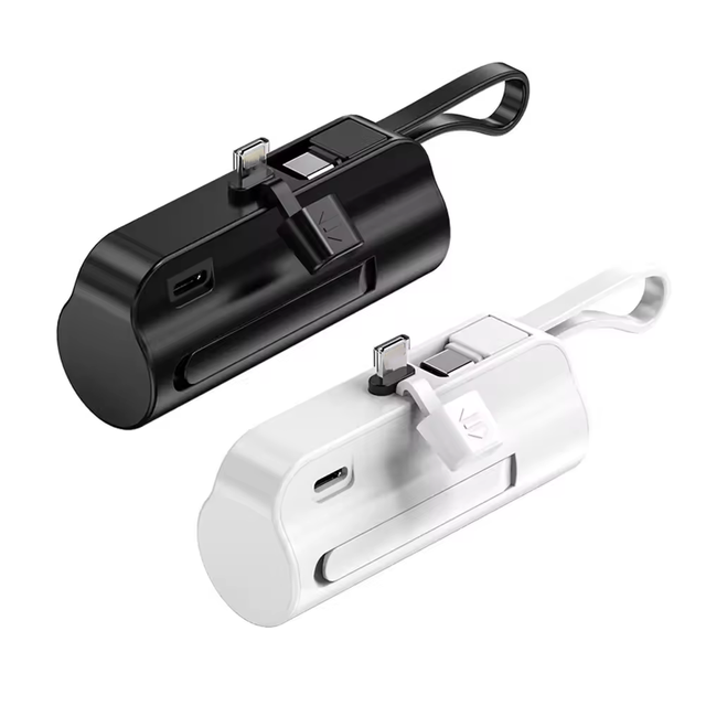 Portable Mini Powerbank 4000mAh with Keychain Charging Cable Built in Small Capsule Battery Pack USB C Input for Premium Gift