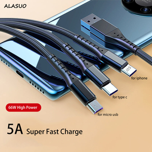 Cable de Datos USB Tipo C con Certificado MFI <span class=keywords><strong>3</strong></span> en 1, 5A PD, Trenzado de Nailon, Cable de Carga Rápida para iPhone 14 13 12 11 Pro Max <span class=keywords><strong>Samsung</strong></span> Xiaomi - Product Image 4